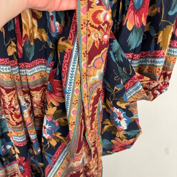 Vtg Atlast Studio Boho Floral Button Up Top Flare Skirt Set Women Medium - Picture 14 of 14